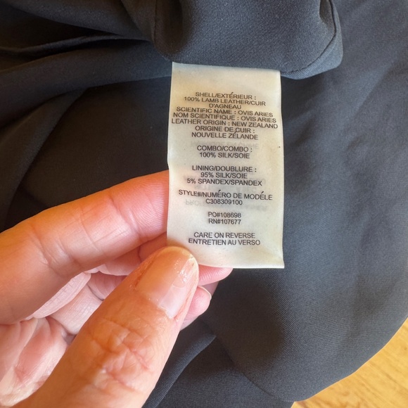 Alice + Olivia Black Lamb Leather trim Maxi Skirt - Picture 3 of 8